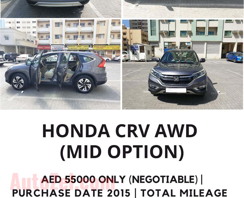 HONDA CRV ( ALL FOUR WHEEL DRIVE ) FULL OPTIONS WITH LEATHER SEAT COVER AND AGENCY MAINTAINED ( IMMEDIATE SALES) 